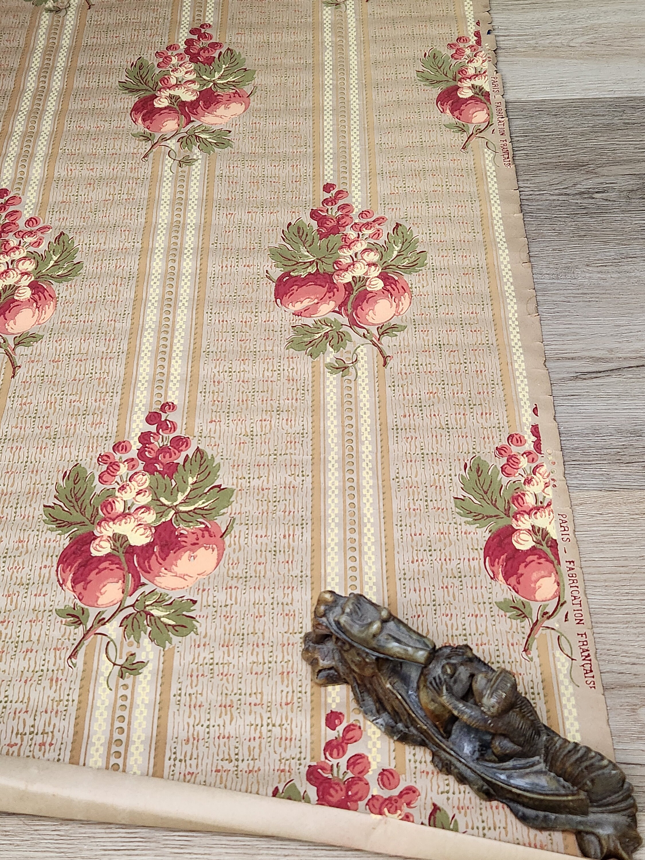 Antique 1900 Art Nouveau French Wallpaper - Geometric Print With ...
