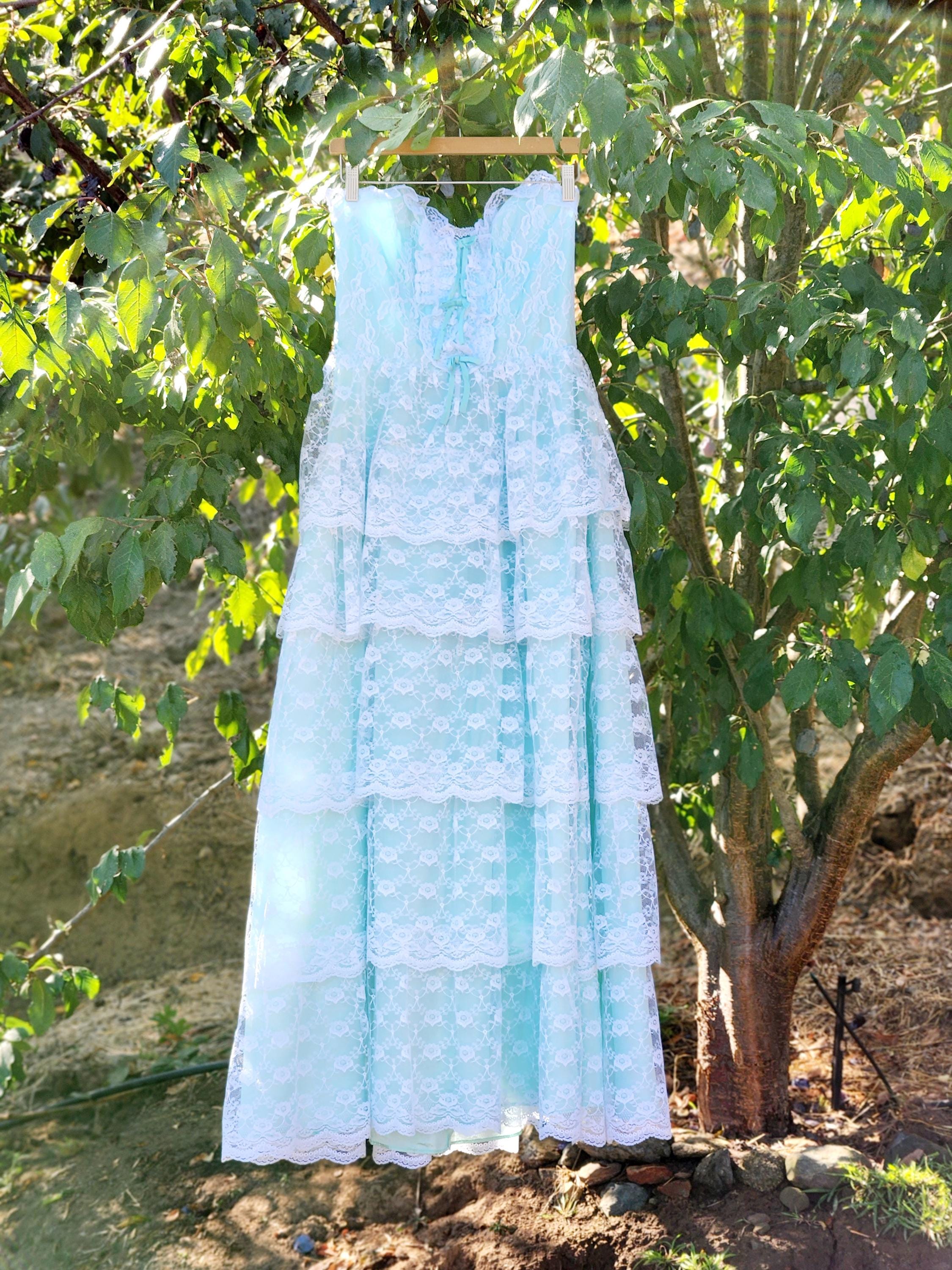 layered cupcake dress 1950s Handmade Strapless Party With Lace Tiers And Satin Waterfall Bow In Back Sherri Hill Dress 56936