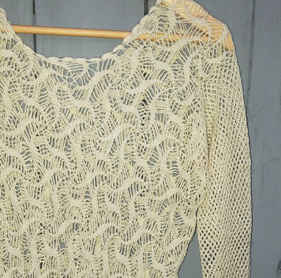 1960s vintage one-of-a-kind ivory handmade croche… - image 7