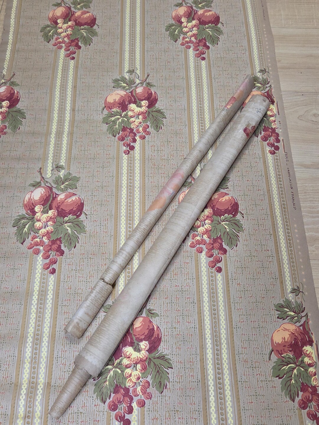 Antique 1900 Art Nouveau French Wallpaper - Geometric Print With ...