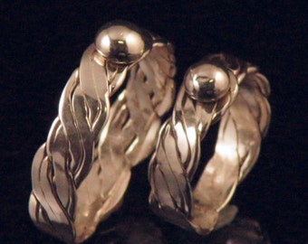 NW Handmade Sterling Silver Braided Band Ring with Large SS Ball and Free Shipping