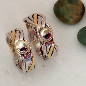 18k Gold and Sterling Silver Braided Wedding Band, NW Handmade with Free Shipping