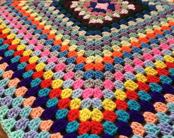Baby Blanket, 34X34,Soft, Acrylic, Granny Square, Crochet, baby Afghan, car seat, stroller, security blanket, receiving blanket, 1 of a kind