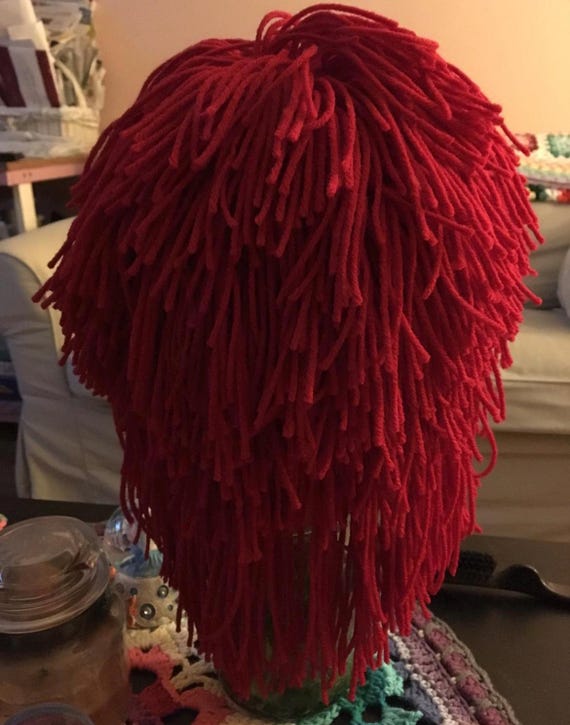 Hand Crocheted Shag Yarn Wig: Punk 80s Style. Rag Doll - Etsy display picture 2
