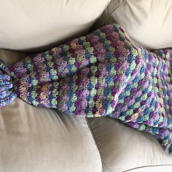 Crochet Mermaid Blanket Children's & 2 Adult's sizes, Custom Crocheted, usually ready to ship in 5-7 days