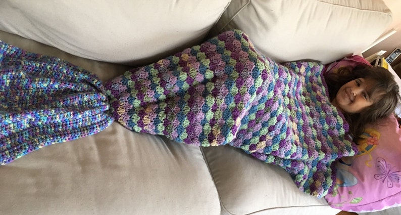 Custom Crocheted usually ready to ship in 5-7 days Mermaid Blanket Children/'s /& 2 Adult/'s sizes