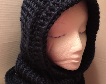 Hooded Cowl or Hooded Scarf, Scoodie, hooded infinity scarf, hoodie, knitted hood, crochet scarf. Made to order