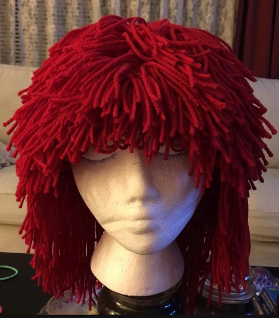 Hand Crocheted Shag Yarn Wig: Punk 80s Style. Rag Doll - Etsy display picture 2