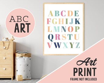 Alphabet Poster Imprimer | Art mural ABC Poster | Alphabet Print | Art mural pour enfants | Décor de pépinière Boho | Salle de jeux Impression d’art mural | ABC Art Print