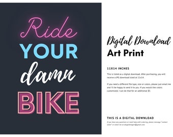 Digital Download Motivational Gym Quote Posters | Digital Download Art | Custom Wall Decor Bike | Bike Rider Cycling | Home Bike Rider Decor