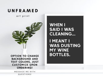 Funny Wine Poster | Coffee + Wine Lover Art | Wine Wall Art | Farmhouse Wall Art | Funny Coffee Wine Sign | Wine Gift