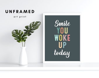 Smile You Woke Up Today Unframed Art Print | Home Bike Rider | Gym Wall Decor | Gift for Bike Lovers | Home Gym Decor | Leaderboard Art