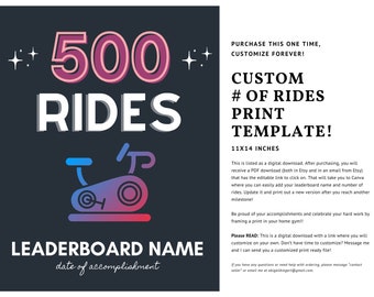 Digital Template Custom Leaderboard Number of Rides Wall Art | Ride Award | Century Ride Custom Wall Decor Bike | Bike Rider Cycling