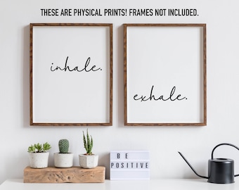 Inhale Exhale Set of 2 Art Prints | Yoga Art Print | Inhale, Exhale | Inspirational Art Print | Home Office Decor | Minimalist Art Print