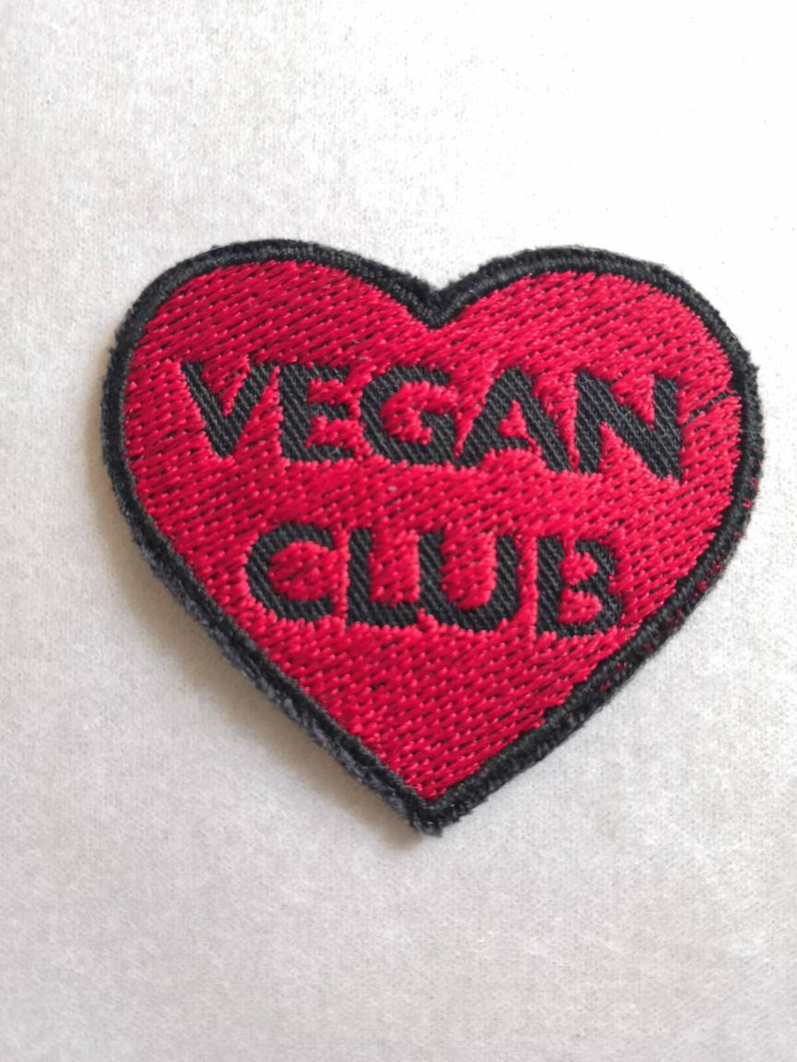 Vegan Club Embroidered Patch to Sew or to Stick on Red Etsy