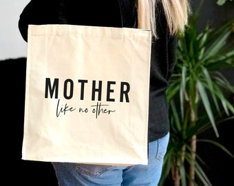Mother Like No Other Medium Canvas Tote Bag with Pocket