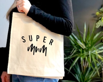 Super Mum Medium Canvas Tote Bag with Pocket