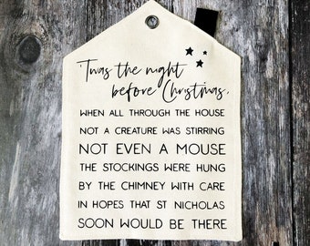 Era la notte prima di Natale Banner della casa in tessuto fatto a mano