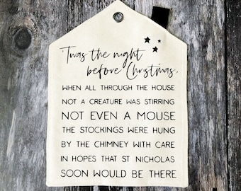 Twas the Night Before Christmas Handmade Fabric House Banner