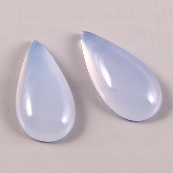 Chalcedony,15X30 MM,42.00 Ct,2 Pcs,Natural Blue Chalcedony Original,Cabochons Pear Shape,Natural GemStone,