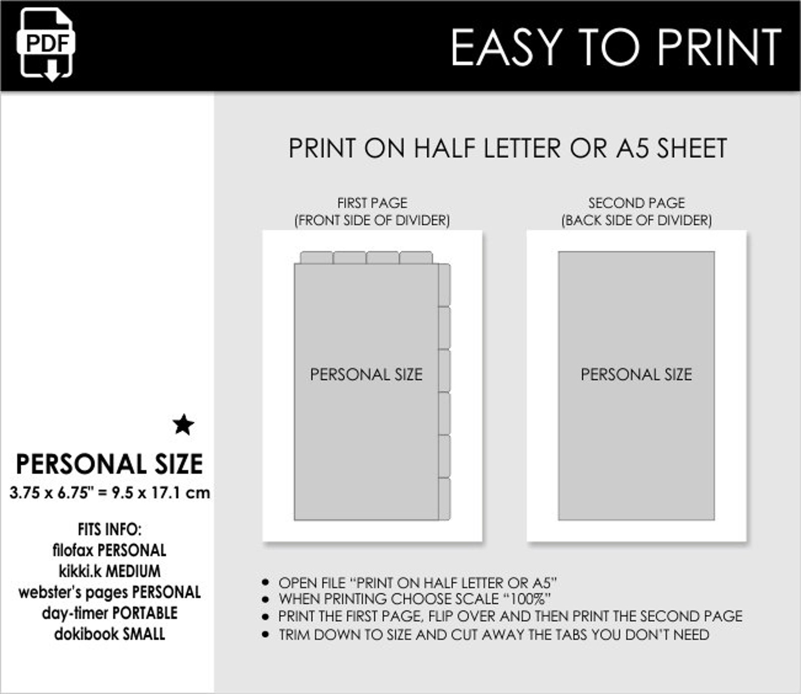 To Do Personal Size Planner Divider Gold Filofax Personal Etsy