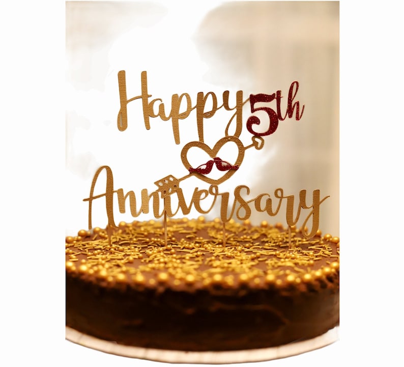 Anniversary Cake Topper 5 years Anniversary 5th Anniversary