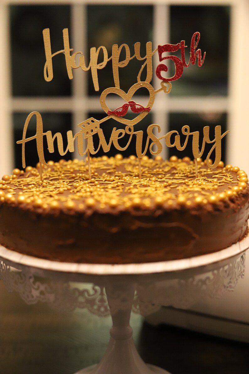Anniversary Cake Topper 5 years Anniversary 5th Anniversary