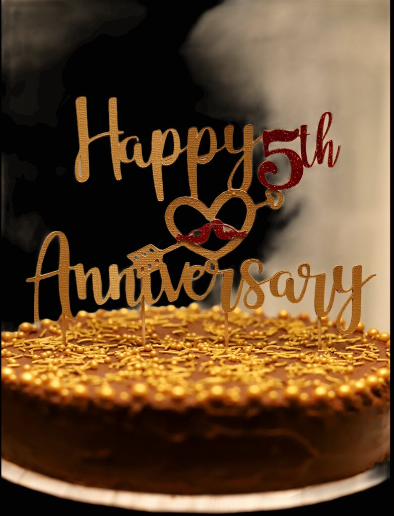 Anniversary Cake Topper 5 years Anniversary 5th Anniversary