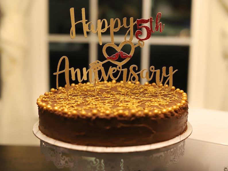 Anniversary Cake Topper 5 years Anniversary 5th Anniversary
