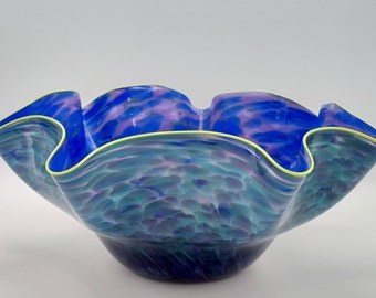 Hand-blown Glass: Jewel Wavy Bowl