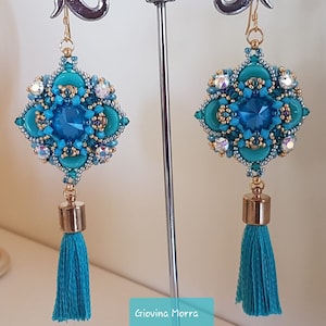 Pattern PDF&quot;Aquarius&quot; earrings, pattern with Arcos par Puca, Ladygioshop, filePDF for beading earrings, pattern with bacons Swaroski,