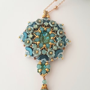 Tutorial PDF Ciondolo "Eloise", tutorial con perline Arcos, ciondolo fatto a mano, tutorial con fiori di vetro, ladygioshop,  file PDF