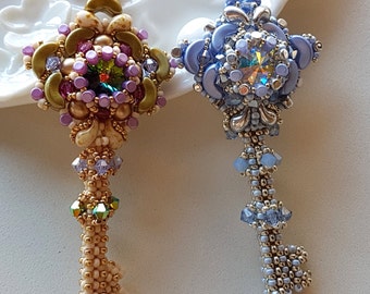 Tutorial "the Key" pendent, pattern PDF, Ladygioshop, pattern with Zoliduo, pendent with Arcos, pattern pendent, beading pendent