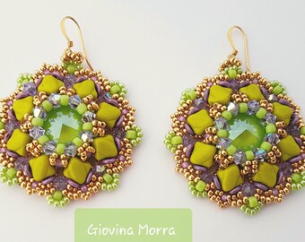 「Piper」イヤリング PDF チュートリアル、Silky ビーズを使用したチュートリアル、ビーズ イヤリングの PDF ファイル、O ビーズを使用したチュートリアル、Ladygioshop