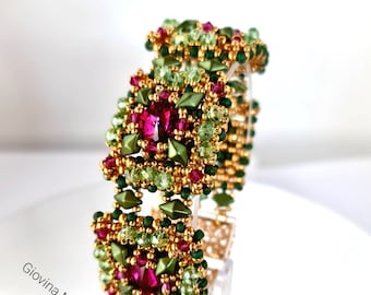 Tutoriel PDF pour le bracelet "Mira", tutoriel avec perles Diamonduo, bracelet fait main, tutoriel avec véritable cristal rivoli, ladygioshop, fichier PDF