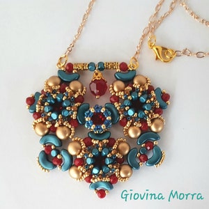 Hebe pendent PDF pattern, pattern with Arcos par Puca, beading pendent, pattern with Swarovski chaton, beading pendent, PDF file,