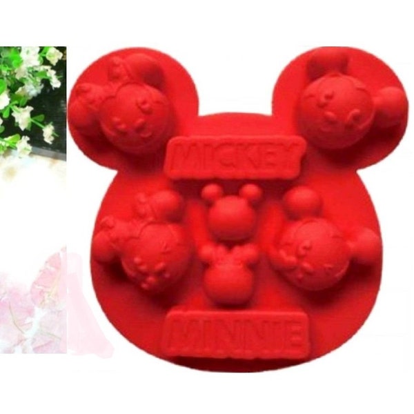 Disney Minnie Mickey Mouse Head Shape Silicone Bakeware Ice Cube Tray Chocolate Jelly Cake Fondant Baking Mold Pan