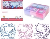 Hello Kitty Self-inking Reward Stamp Set Teacher Homework Encourage Review Rubber Chop with Memo Pad Sanrio