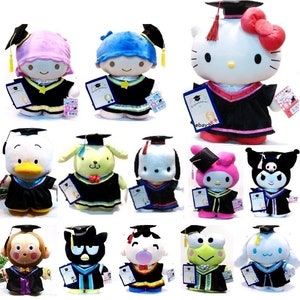 11"~15" Kawaii Graduation Plush Figure Grad Gift Stuffed Animals Toy Personalized (Kitty Cat & Friends)