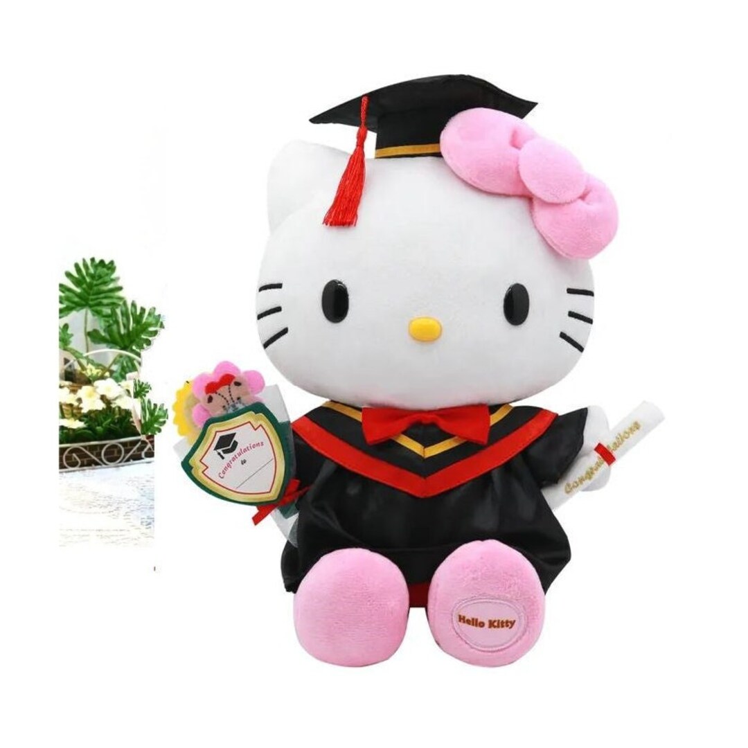 9/ 12.5 Kawaii Kitty Cat Graduation Plush Figure Grad Gift Cartoon