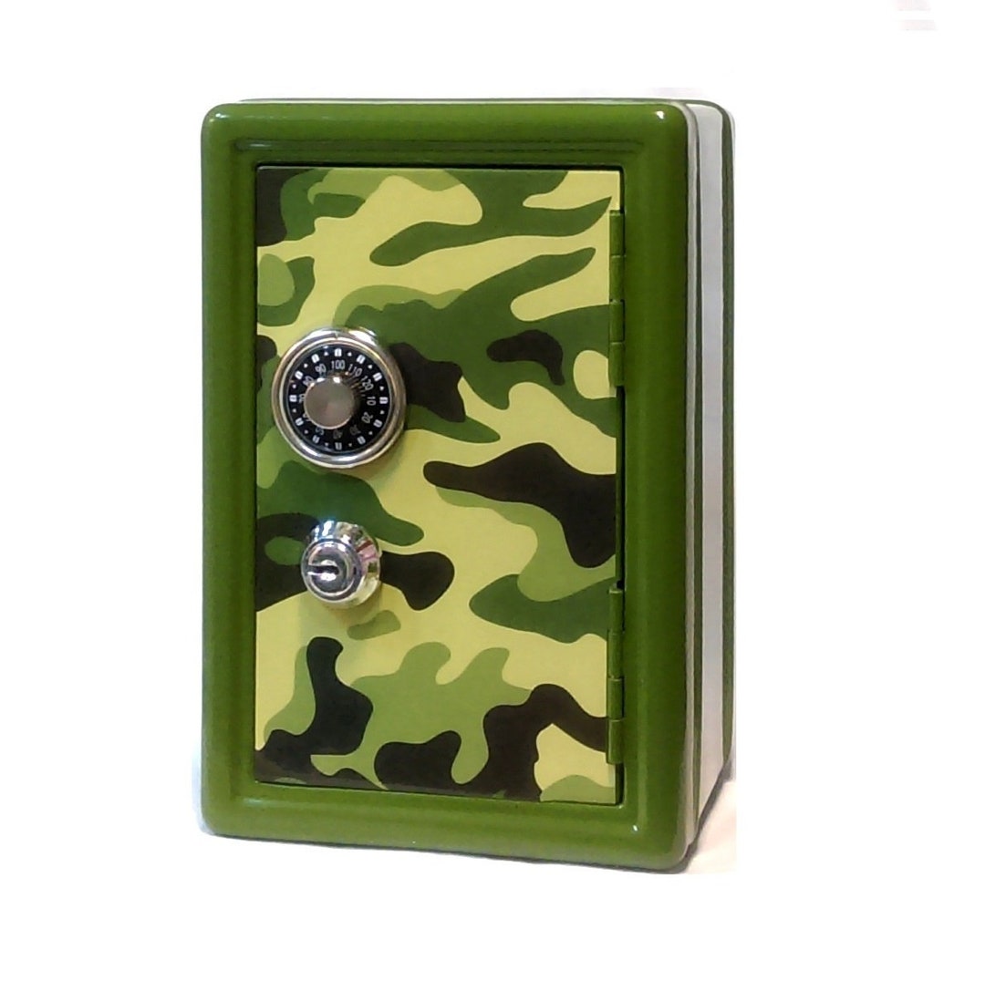 Camouflage Metal Safe Bank Coin Money Case Valuables Storage Box With Combination & Key Lock Etsy