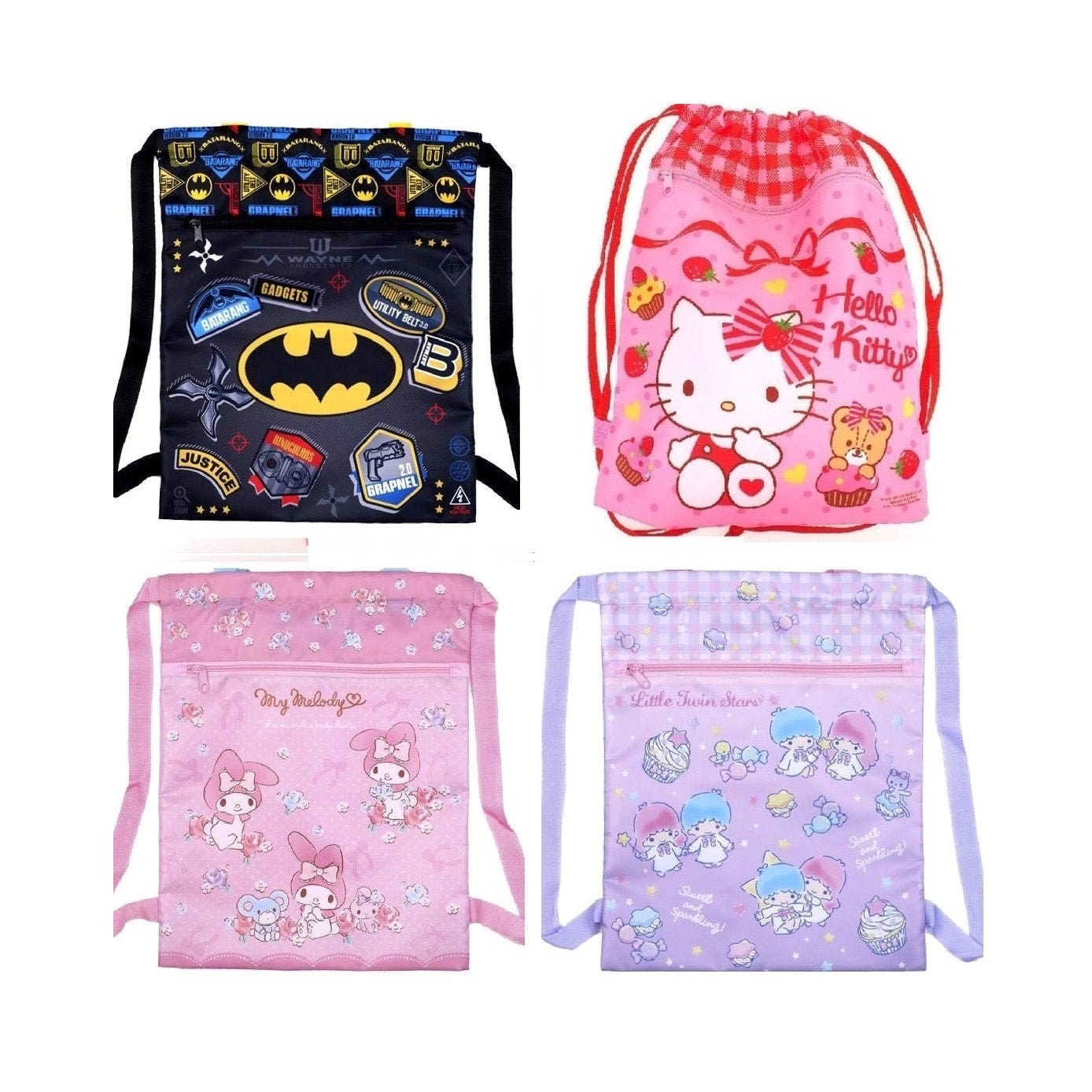 DC/Sanrio Drawstring Backpack Gym Sport Casual Bag Kids Purse Etsy