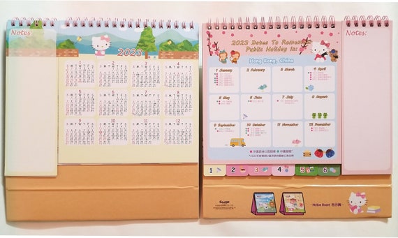 20232024 Appointment Kawaii Kitty Cat Monthly Yearly Desktop Calendar Stand  up Schedule With Planner Sticker & Note Pages - Etsy