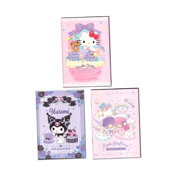 2023 ~ 2024 Kawaii Kitty/Kuromi/Twin Stars/Journal Planner Agenda Livre Hebdomadaire Mensuel Annuel Organisateur A5 Journal