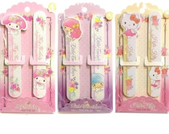 Sanrio Nail File 2-Sided Grit Manicure Sander Buffer Emery Board Hello Kitty/Little Twin Stars/My Melody 2Pcs/Set