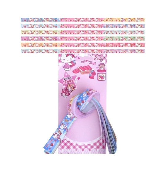 Hello Kitty Origami Paper Lucky Star Wishing Blessing Strips 60 Sheets 6 Colors