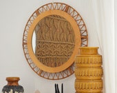 Vintage bamboo mirror round wall mirror bamboo rattan wicker boho bohemian
