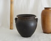 Vintage ceramic vase amphora black rust brown rust brown terracotta home decor mid century