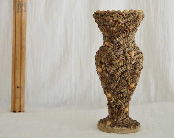 Vintage Ceramic Shell Vase Beige Brown