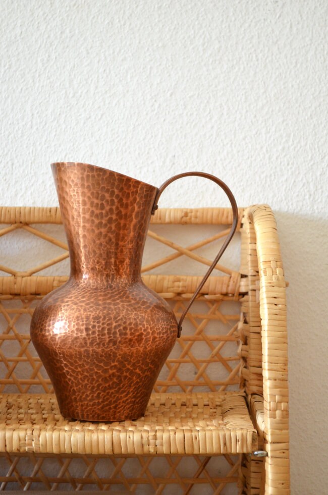 Vintage mug vase made of copper jug 1960 's copper home decor mid